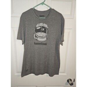 Gamestop T Shirt Mens Size XL Gray Astronaut To The Moon Short Sleeve GME